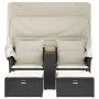 2-Sitzer-Gartensofa mit Markise und schwarzen PE-Rattanhockern von , Outdoor-Sofas - Ref: Foro24-365800, Preis: 319,69 €, Rab...