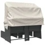2-Sitzer-Gartensofa mit Markise und schwarzen PE-Rattanhockern von , Outdoor-Sofas - Ref: Foro24-365800, Preis: 319,69 €, Rab...
