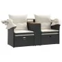 2-Sitzer-Gartensofa mit Markise und schwarzen PE-Rattanhockern von , Outdoor-Sofas - Ref: Foro24-365800, Preis: 319,69 €, Rab...