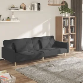 2-seater sofa bed with two pillows in dark gray fabric by , Sofas - Ref: Foro24-375800, Price: 276,51 €, Discount: %