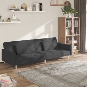 2-Sitzer-Schlafsofa mit zwei Kissen aus dunkelgrauem Stoff von , Sofas - Ref: Foro24-375800, Preis: 261,26 €, Rabatt: %
