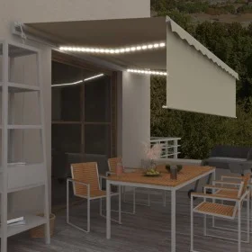 Automatic awning LED blind wind sensor cream 5x3 m by , Awnings - Ref: Foro24-3069352, Price: 712,81 €, Discount: %