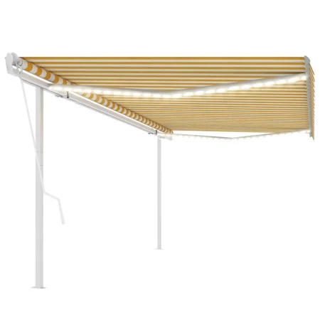 Automatic LED awning and wind sensor yellow white 5x3 m by , Awnings - Ref: Foro24-3069993, Price: 751,81 €, Discount: %