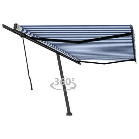 Blau-weiße manuell ausziehbare Fußmarkise 500 x 350 cm von , Markisen - Ref: Foro24-3069856, Preis: 549,91 €, Rabatt: %