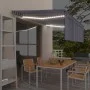 Manual retractable awning with blind and blue and white LED 4x3 m by , Awnings - Ref: Foro24-3069421, Price: 389,80 €, Discou...