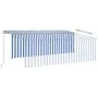 Manual retractable awning with blind and blue and white LED 4x3 m by , Awnings - Ref: Foro24-3069421, Price: 389,80 €, Discou...