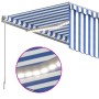 Manual retractable awning with blind and blue and white LED 4x3 m by , Awnings - Ref: Foro24-3069421, Price: 341,38 €, Discou...