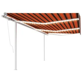 Automatic awning LED wind sensor orange and brown 6x3 m by , Awnings - Ref: Foro24-3070015, Price: 902,97 €, Discount: %