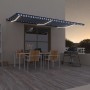 Toldo retráctil manual con luz LED azul y blanco 600x350 cm de , Toldos - Ref: Foro24-3069241, Precio: 573,96 €