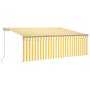 Manual retractable awning with yellow and white blinds 4.5x3 m by , Awnings - Ref: Foro24-3069438, Price: 369,16 €, Discount: %
