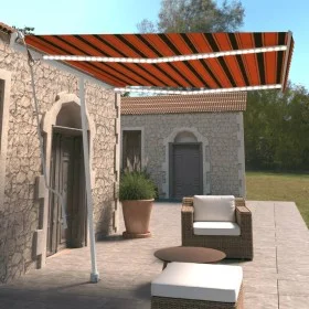 Automatic awning LED wind sensor orange brown 300x250 cm by , Awnings - Ref: Foro24-3069515, Price: 584,08 €, Discount: %