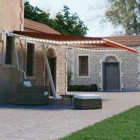 Automatic awning LED wind sensor orange/brown 400x300 cm by , Awnings - Ref: Foro24-3069555, Price: 725,01 €, Discount: %