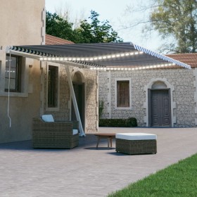 Toldo automático LED sensor de viento azul y blanco 600x300 cm de , Toldos - Ref: Foro24-3069611, Precio: 991,46 €, Descuento: %