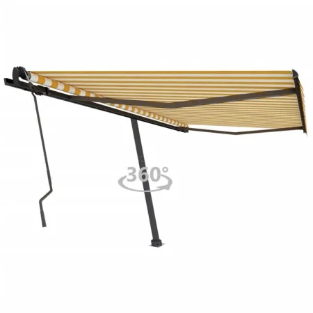 Yellow and white manual retractable foot awning 450x350 cm by , Awnings - Ref: Foro24-3069838, Price: 499,15 €, Discount: %