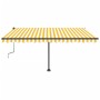 Gelb-weiße Markise mit manuell ausziehbarem Fuß, 450 x 350 cm von , Markisen - Ref: Foro24-3069838, Preis: 536,90 €, Rabatt: %