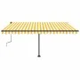 Yellow and white manual retractable foot awning 450x350 cm by , Awnings - Ref: Foro24-3069838, Price: 499,15 €, Discount: %