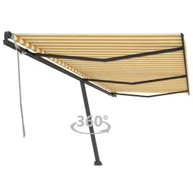 Gelb-weiße Markise mit manuell ausziehbarem Fuß, 600 x 350 cm von , Markisen - Ref: Foro24-3069878, Preis: 667,33 €, Rabatt: %