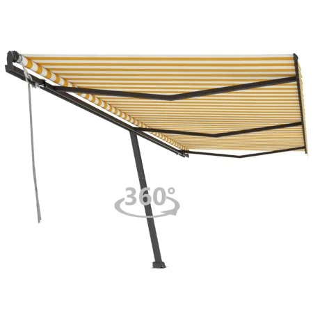 Gelb-weiße Markise mit manuell ausziehbarem Fuß, 600 x 350 cm von , Markisen - Ref: Foro24-3069878, Preis: 679,97 €, Rabatt: %