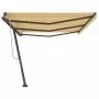 Gelb-weiße Markise mit manuell ausziehbarem Fuß, 600 x 350 cm von , Markisen - Ref: Foro24-3069878, Preis: 679,97 €, Rabatt: %
