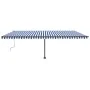 Toldo de pie retráctil manual azul y blanco 600x300 cm de , Toldos - Ref: Foro24-3069796, Precio: 609,07 €, Descuento: %