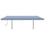 Toldo retráctil automático con postes azul y blanco 6x3 m de , Toldos - Ref: Foro24-3070196, Precio: 552,40 €, Descuento: %