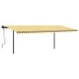 Manual retractable awning with yellow and white poles 6x3.5 m by , Awnings - Ref: Foro24-3070278, Price: 695,01 €, Discount: %