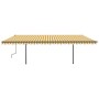 Toldo retráctil manual con postes amarillo y blanco 6x3,5 m de , Toldos - Ref: Foro24-3070278, Precio: 694,87 €, Descuento: %