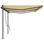 Manual retractable awning with yellow and white poles 6x3.5 m by , Awnings - Ref: Foro24-3070278, Price: 695,01 €, Discount: %