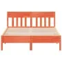 Bed frame with wax brown pine wood headboard 140x190 cm by , Beds and slatted bases - Ref: Foro24-842665, Price: 125,19 €, Di...