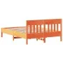 Bed frame with wax brown pine wood headboard 140x190 cm by , Beds and slatted bases - Ref: Foro24-842665, Price: 125,19 €, Di...