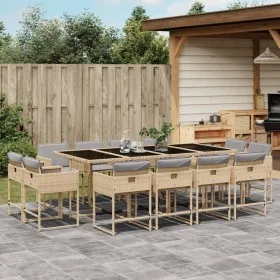 Garden dining set with cushions 13 pieces beige synthetic rattan by , Garden sets - Ref: Foro24-3211404, Price: 819,75 €, Dis...