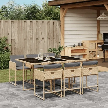 7-piece garden dining set with beige synthetic rattan cushions by , Garden sets - Ref: Foro24-3211272, Price: 458,42 €, Disco...