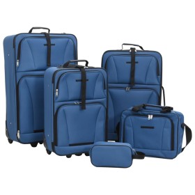 Juego de maletas de viaje de 5 piezas tela azul