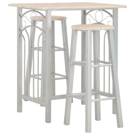 Kitchen high table and chairs set, 3 pieces, wood and steel. by vidaXL, Furniture sets for kitchens and dining rooms - Ref: F...