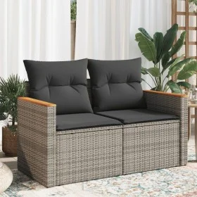 Garden sofa with cushions 2 seater gray synthetic rattan by , Outdoor sofas - Ref: Foro24-366128, Price: 142,19 €, Discount: %