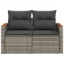 Garden sofa with cushions 2 seater gray synthetic rattan by , Outdoor sofas - Ref: Foro24-366128, Price: 142,18 €, Discount: %