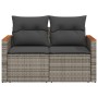 Gartensofa mit Kissen, 2-Sitzer, graues synthetisches Rattan von , Outdoor-Sofas - Ref: Foro24-366128, Preis: 131,15 €, Rabat...