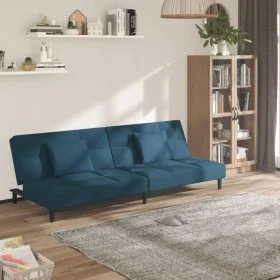 2-Sitzer-Schlafsofa mit zwei blauen Samtkissen von , Sofas - Ref: Foro24-375806, Preis: 240,00 €, Rabatt: %