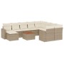 11-teiliges Gartensofa-Set mit beigen synthetischen Rattankissen von , Modulare Sofas für den Außenbereich - Ref: Foro24-3224...