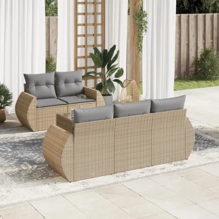 Garden sofa set with cushions 6 pieces beige synthetic rattan by , Garden sets - Ref: Foro24-3253436, Price: 466,84 €, Discou...