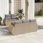 Garden sofa set with cushions 6 pieces beige synthetic rattan by , Garden sets - Ref: Foro24-3253436, Price: 466,84 €, Discou...