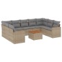 Garden sofa set with beige cushions 10 pieces synthetic rattan by , Modular outdoor sofas - Ref: Foro24-3224267, Price: 582,8...