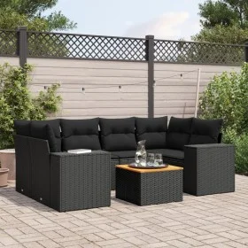 7-teiliges Garten-Essset und schwarze Kissen aus synthetischem Rattan von , Gartensets - Ref: Foro24-3257672, Preis: 492,69 €...