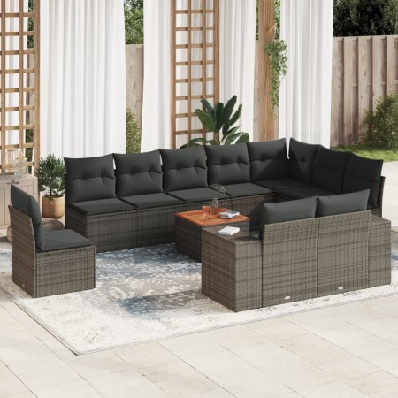 11-piece garden sofa set and gray synthetic rattan cushions by , Garden sets - Ref: Foro24-3257831, Price: 670,61 €, Discount: %
