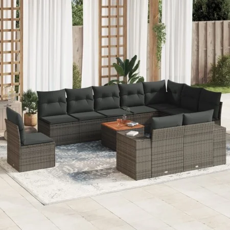 11-teiliges Gartensofa-Set und graue synthetische Rattankissen von , Gartensets - Ref: Foro24-3257831, Preis: 659,24 €, Rabat...