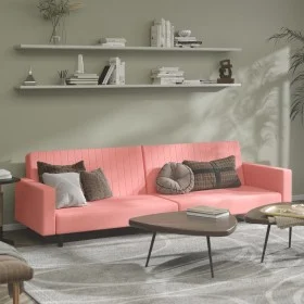 Rosafarbenes 2-Sitzer-Schlafsofa aus Samt von , Sofas - Ref: Foro24-375941, Preis: 251,09 €, Rabatt: %