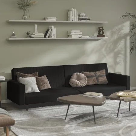 2-Sitzer-Schlafsofa aus schwarzem Samt von , Sofas - Ref: Foro24-375943, Preis: 265,91 €, Rabatt: %