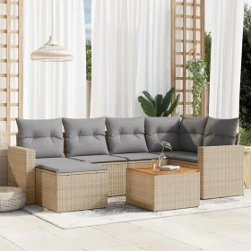 7-piece garden sofa set and beige synthetic rattan cushions by , Modular outdoor sofas - Ref: Foro24-3224225, Price: 413,46 €...