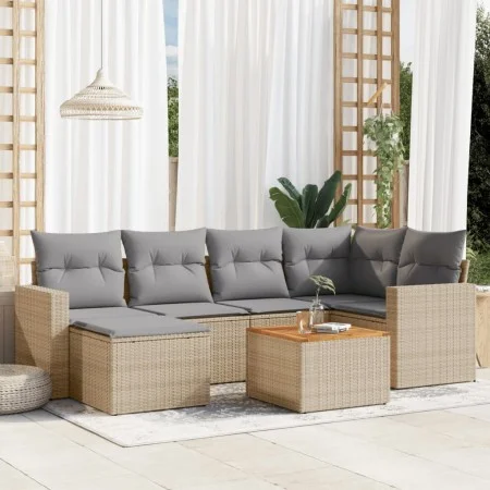 7-piece garden sofa set and beige synthetic rattan cushions by , Modular outdoor sofas - Ref: Foro24-3224225, Price: 413,46 €...