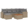 7-teiliges Gartensofa-Set und beigefarbene synthetische Rattankissen von , Modulare Sofas für den Außenbereich - Ref: Foro24-...